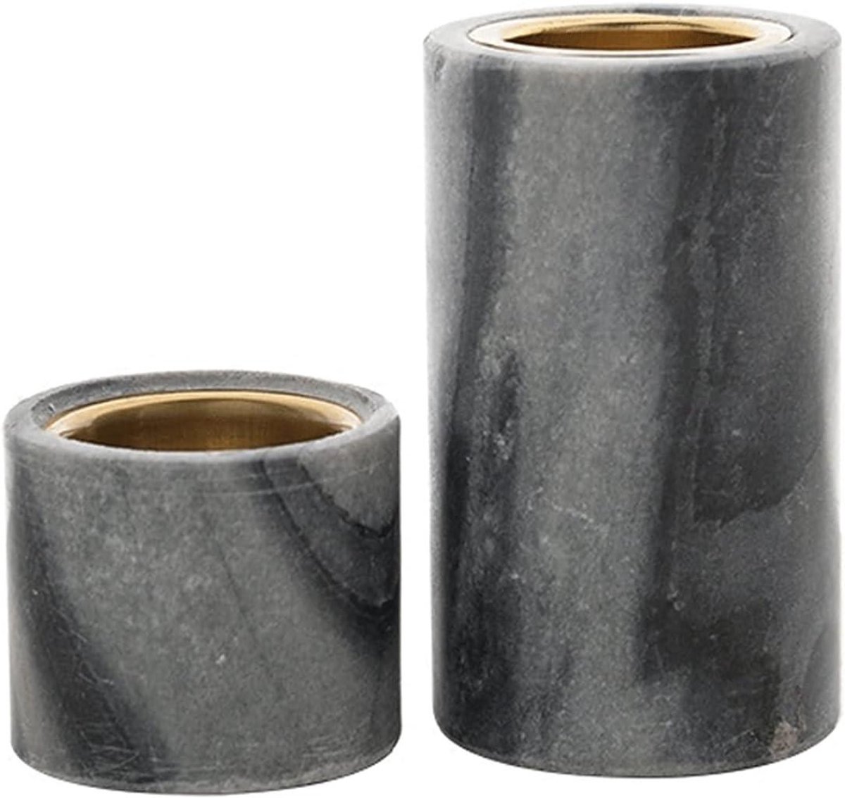 Marmeren Kandelaars - Kaarsenhouders Set - Sfeer Creëren - Puur Natuurlijk Marmer - 6.5 x 10.5 cm - Wit