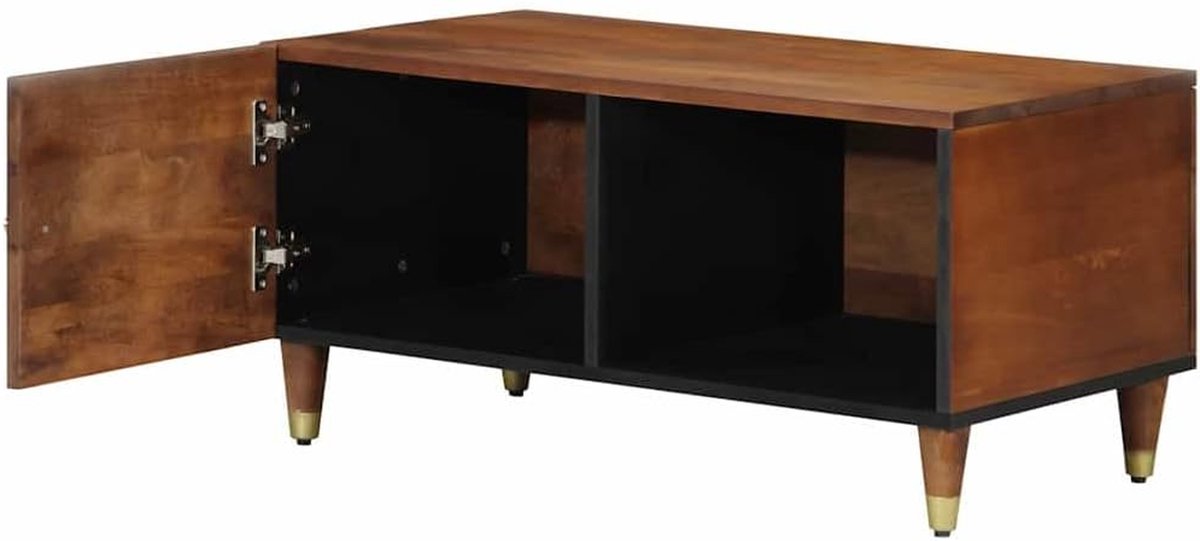 Salontafel Mango Hout - Koffietafel Met Opbergruimte - Woonkamer Inrichten - Handgeschilderde Voorkant - 80 x 50 x 40 cm