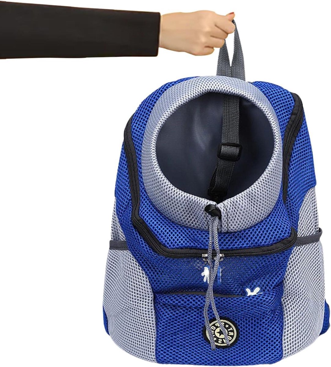 Huisdier Rugzak - Draagbare Dieren Tassen - Buiten Reizen - Ademend Hoofd Naar Buiten - 45 cm - Blauw