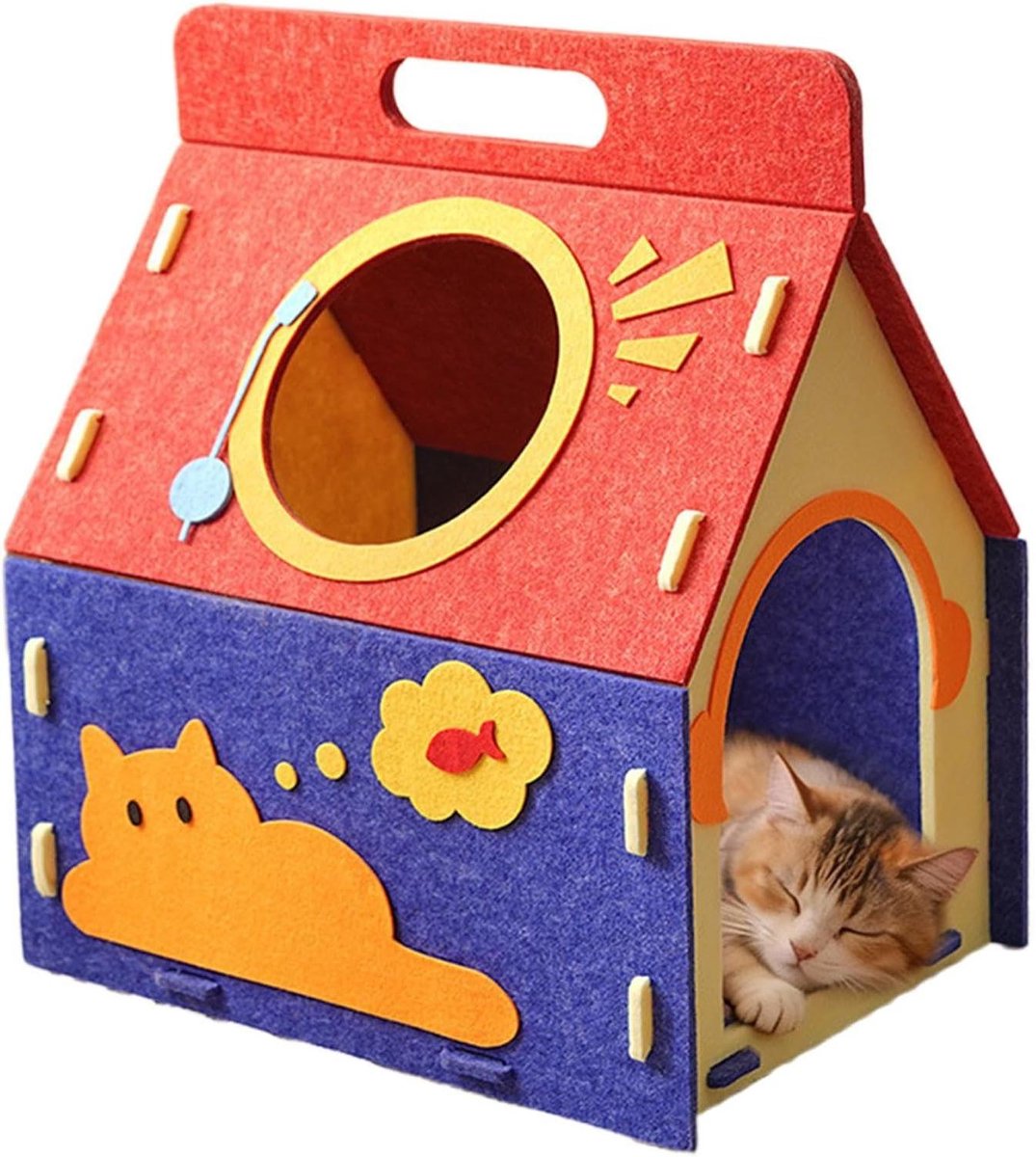 Kattenhuis Binnen - Huisdier Nest - Rusten en Spelen - Krasbestendige Stof - 44B x 7H cm - Grijs