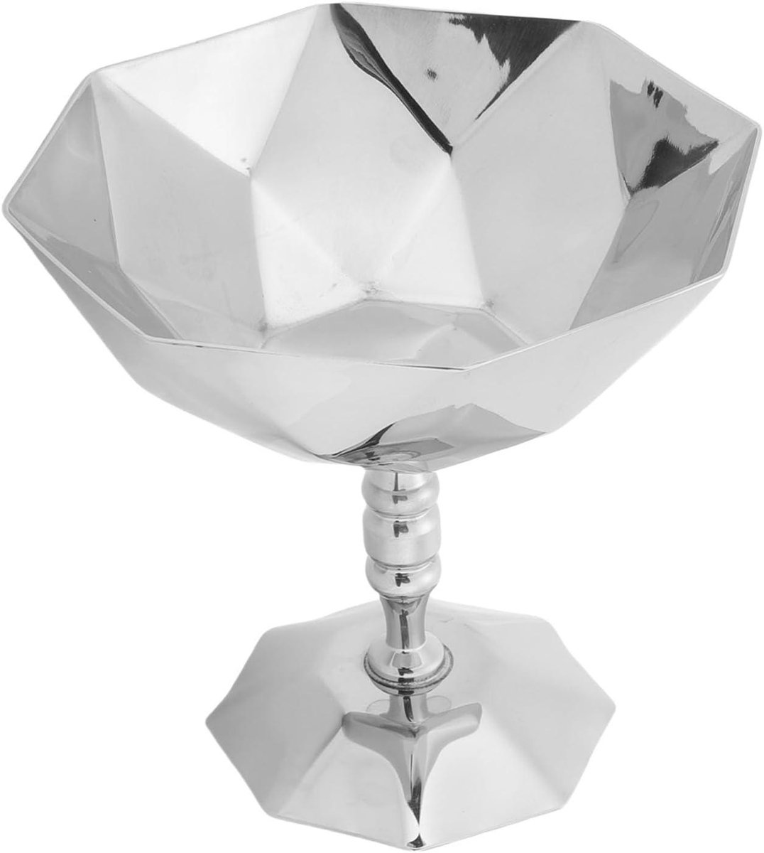 Dessertbeker op Voet - Ijscoupebeker Parfaitglas - Desserts Serveren - Diamant Textuur - 11 x 11 cm - Zilver