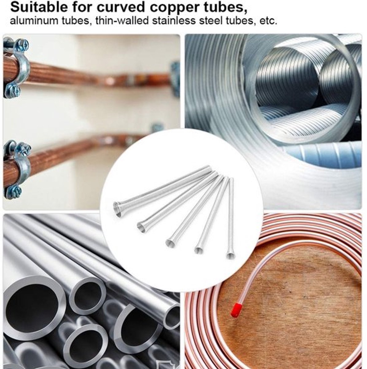 Buisbuiger Set van 5 Stuks - Super Elastisch - Geschikt voor Koperen/Aluminium/Dunwandige RVS Buizen - Hoogwaardige Stalen Ring - Lengte 21 cm - Buisbocht