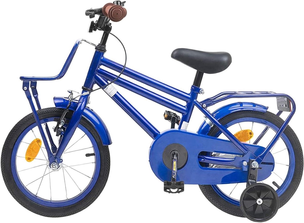 Kinderfiets 16 Inch - Jongensfiets Meisjesfiets - Buiten Spelen - Stevig Stalen Frame - 16 inch - Donkerblauw