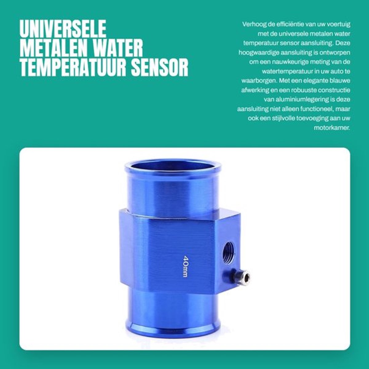 Temperatuursensor Universeel - Temperatuurmeter Auto - Aluminium Verbinding - 26mm/40mm - Inclusief Roestvrij Stalen Klemmen - Lengte 68mm