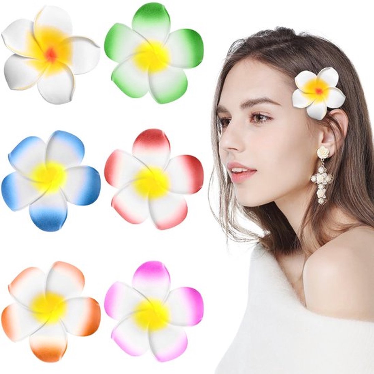 Haarspelden 6 Stuks - Tropische Bloemhaarspelden - Kunstmatige Haaraccessoires - Bohemian Haaraccessoires - Feestelijke Accessoires - Perfect voor Bruiloften