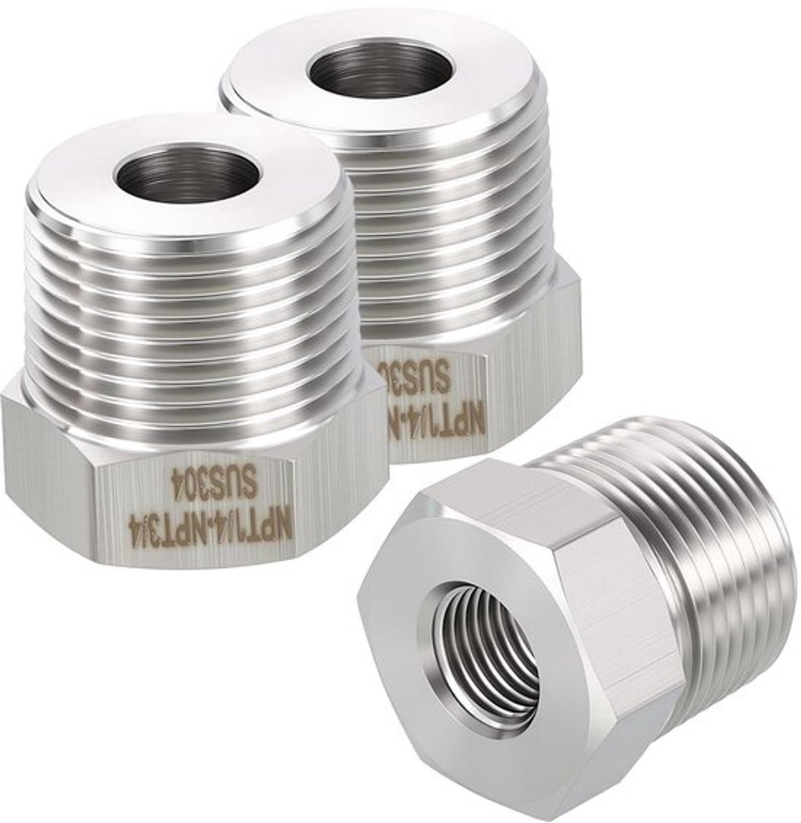 Set van 3 Roestvrij Stalen Pijpadapters