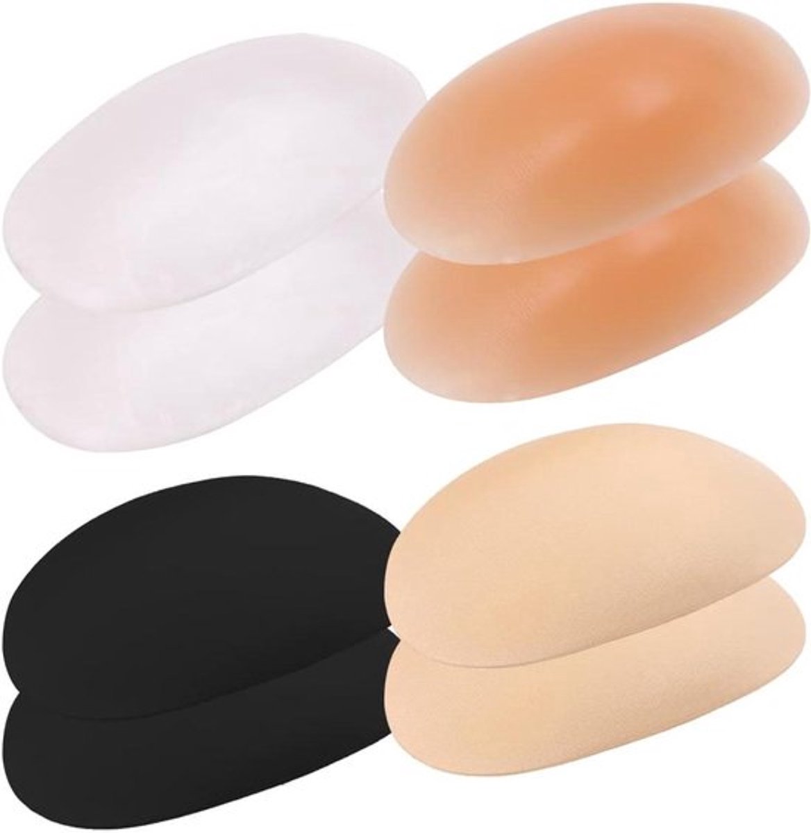 Schouder push-up pads - Siliconen - Antislip - Dames - Kleding - Geschikt voor alle kleding - Zwart 4 paar 4 kleuren zachte siliconen schoudervullingen schouder push-up pads klevende zachte antislip schoudervullingen voor dameskleding.