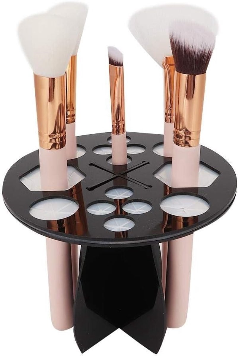 Praktische make-up kwastenhouder met 14 gaten, ideaal voor het drogen en organiseren van cosmetica, zoals mascara en kwasten, voor thuis en salons