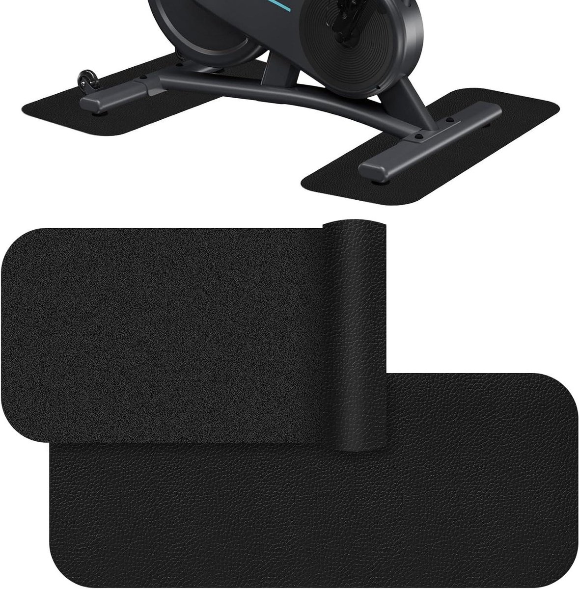 Vloerbeschermingsmat Fitnessapparaten - Beschermmat Onderlegger - Thuis Trainen - Schokabsorberend PVC - 70 x 28 cm - Zwart