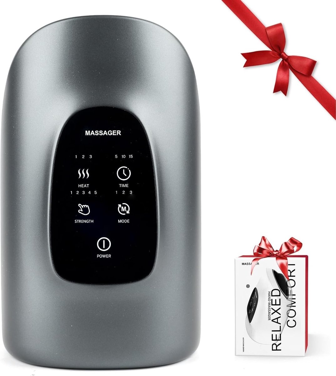 Handmassageapparaat - Grijs - 25 x 15 x 10,8 cm - Draadloos en Elektrisch met Touchscreen - Voor Thuis en Op Reis