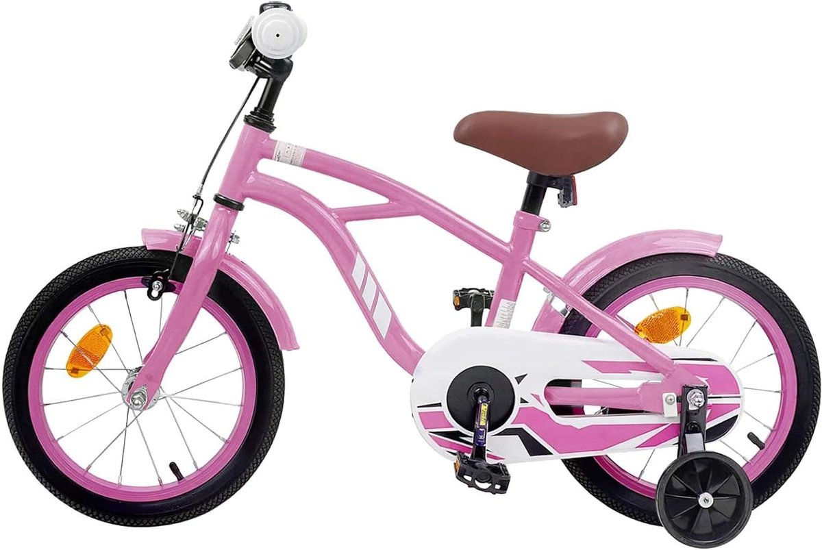 Kinderfiets sfiets sfiets Leren Fietsen Verstelbaar Zadel Stuur 14 inch Lichtroze