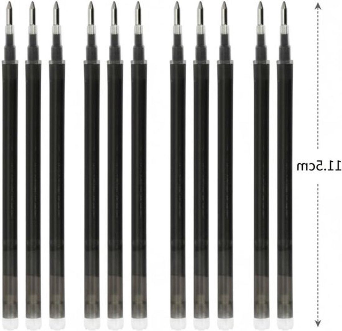 Vulpen navullingen zwart-grijs, 0.7 mm, metalen punt, voor uitwisbare balpen, 12 stuks, schrijfgerei, kantoorbenodigdheden, duurzame inkt