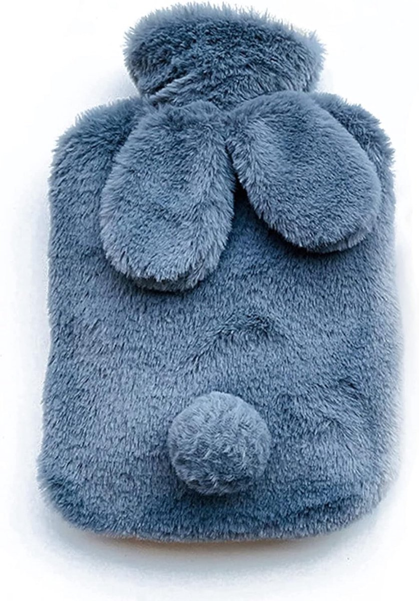 Warmwaterkruik in konijnenvorm met fleece hoes voor extra warmte en comfort, ideaal voor handen, voeten en verlichting van nek- en schouderpijn