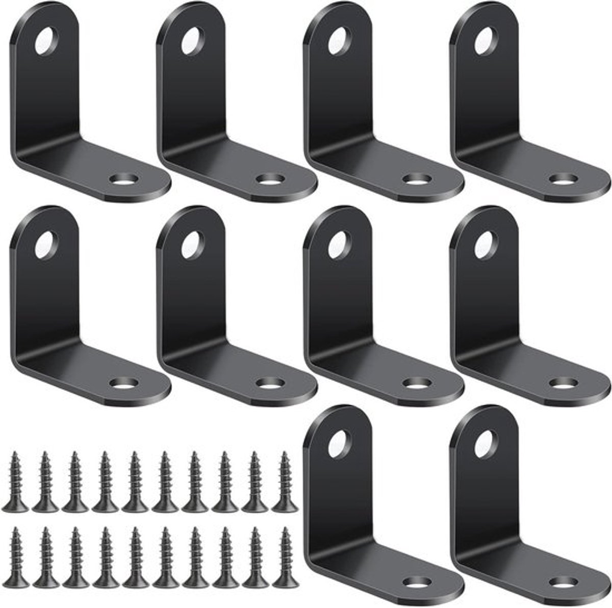 Hoekverbinders van RVS, 10 Stuks, Hoekklemmen 30 x 30 x 2 mm, Meubelhoekhouder met 20 Schroeven voor Stevige Verbindingen