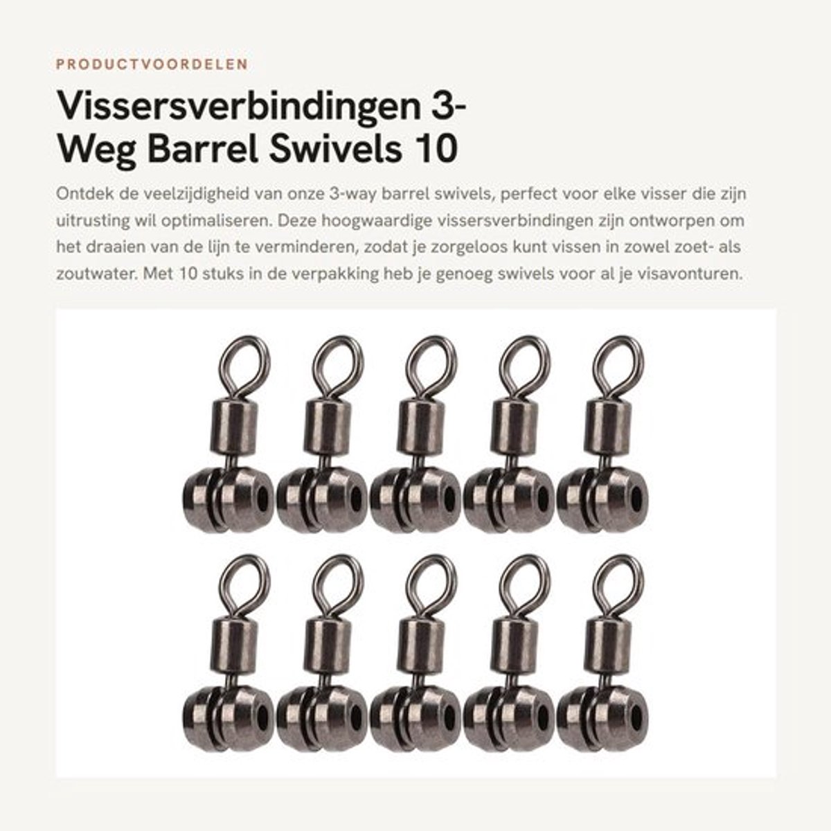 Barrel Swivels 10 Stuks - Driehoekige Verbinding - Vissen Accessoire - Zoutwater/Freshwater - Schokbestendig - Flexibele Rotatie - Visswivels