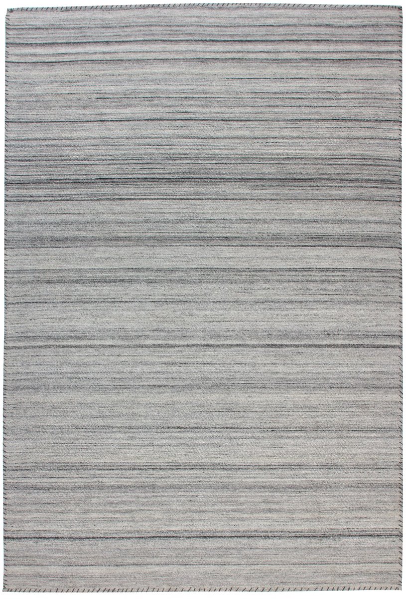 Padiro laagpolig vloerkleed 80 x 150 cm - grijs / meerkleurig - modern streeppatroon - geschikt voor vloerverwarming - van wol en polyester