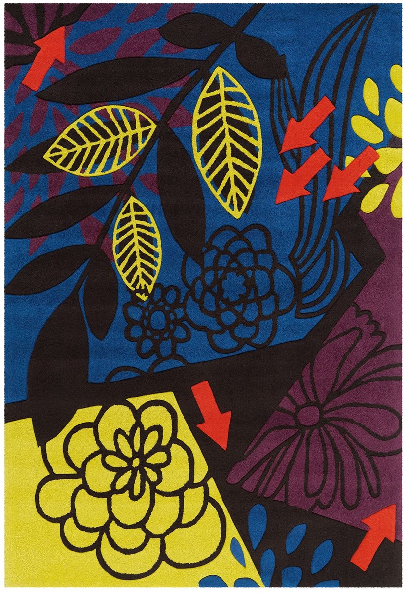 Padiro laagpolig vloerkleed 170 x 240 cm - meerkleurig - botanisch bloemenpatroon - geschikt voor vloerverwarming - van modacryl