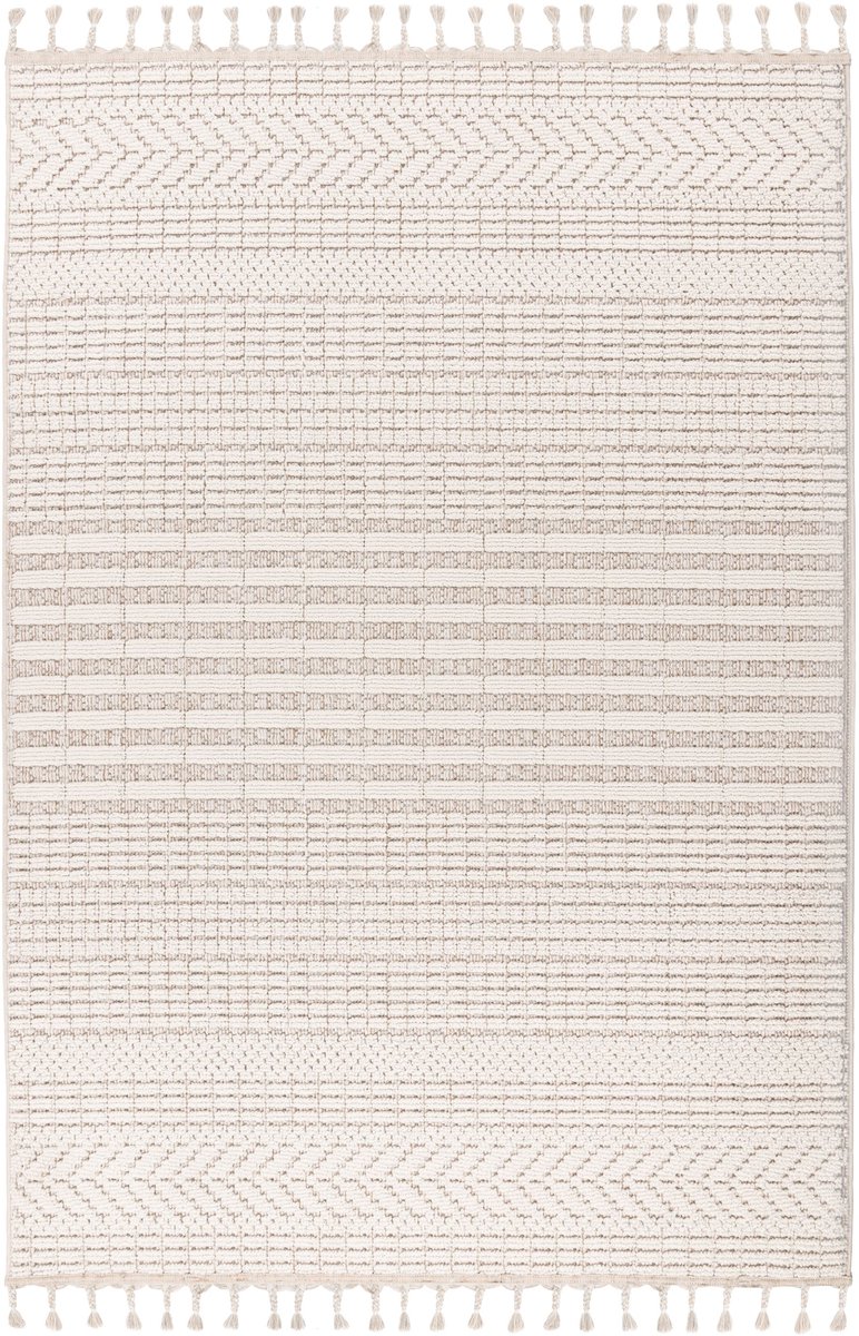Padiro laagpolig vloerkleed 80 x 150 cm - crème / off-white - modern streeppatroon - geschikt voor vloerverwarming - van polypropyleen