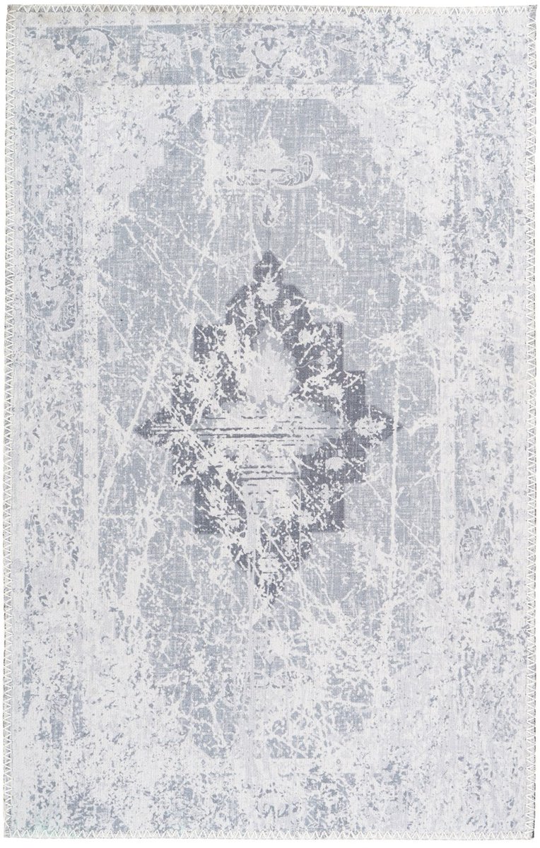 Padiro laagpolig vloerkleed 120 x 180 cm - grijs - vintage patroon - geschikt voor vloerverwarming - van polyester