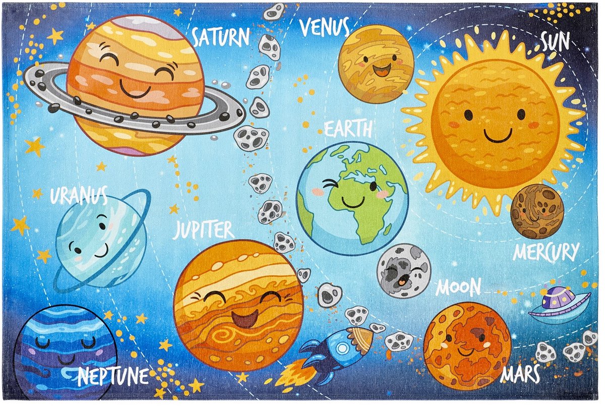 Padiro kindervloerkleed 120 x 170 cm - meerkleurig - speels kindermotief - met universummotief - geschikt voor vloerverwarming - van polyester chenille