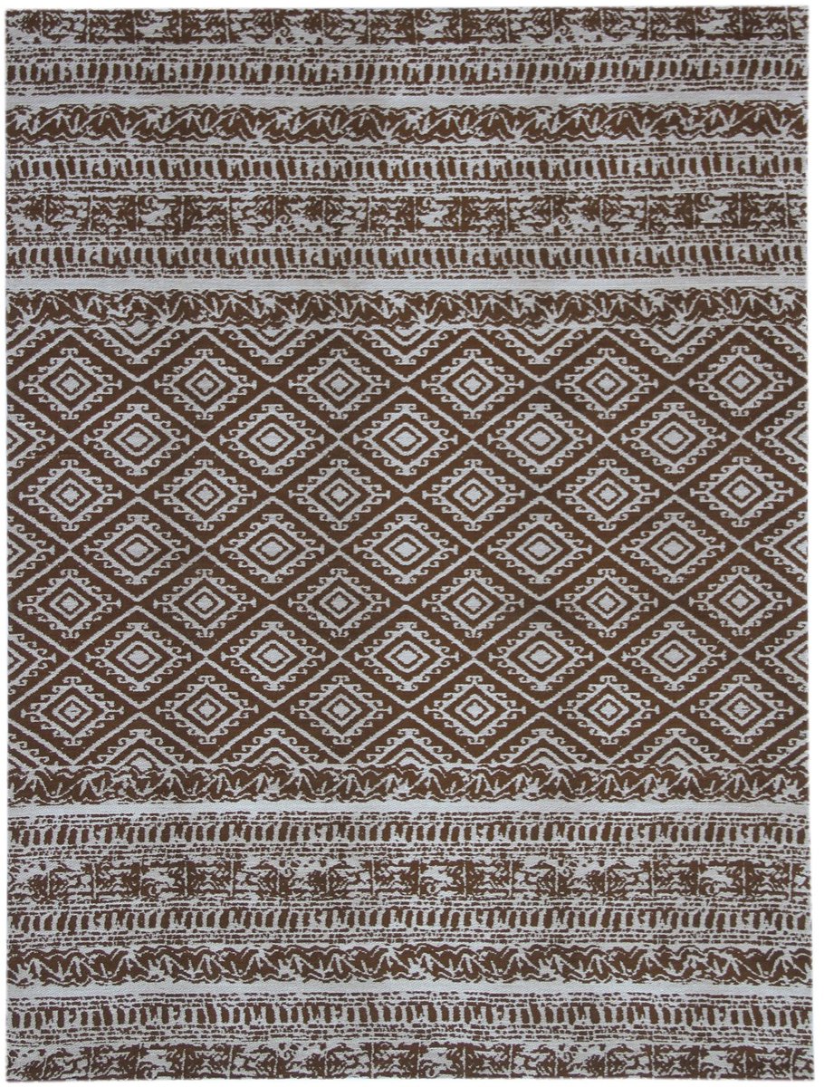 Padiro vlakgeweven vloerkleed 120 x 170 cm - bruin - vintage patroon - geschikt voor vloerverwarming - van polyester