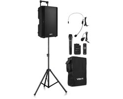 Vonyx VSA700-BP portable speaker set met beschermhoes en luidsprekerstatief - 1000W