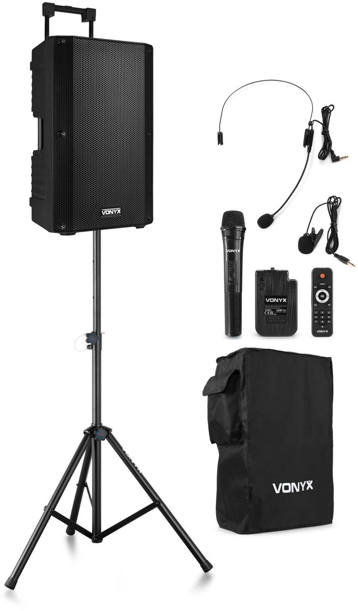Vonyx VSA700-BP portable speaker set met beschermhoes en luidsprekerstatief - 1000W