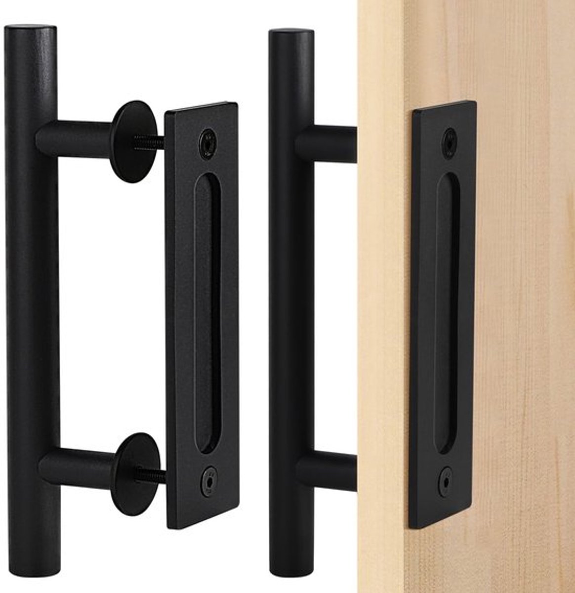 Schuifdeurgreep 30cm - Hoogwaardige Carbon Staal - Mat Zwart - Deurknop - Handgreep - Modern Design - Inclusief Montageaccessoires - Deurgreep