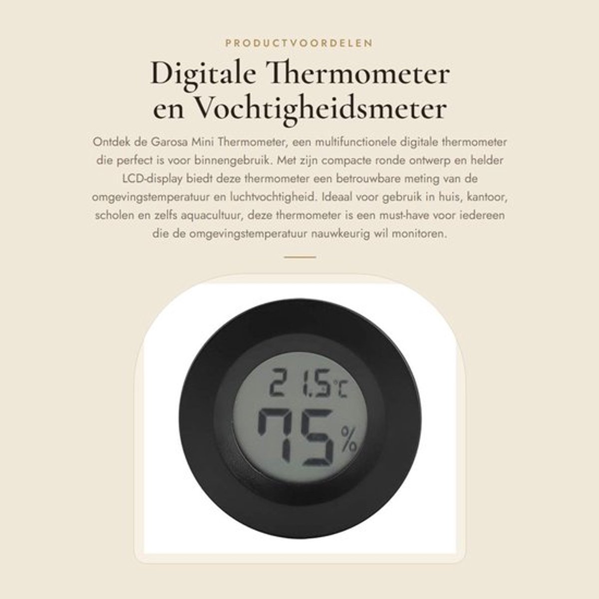 Digitale Thermometer en Vochtigheidsmeter - Nauwkeurige metingen - Zwart - Gebruiksvriendelijke interface - LCD scherm - Temperatuur- en...