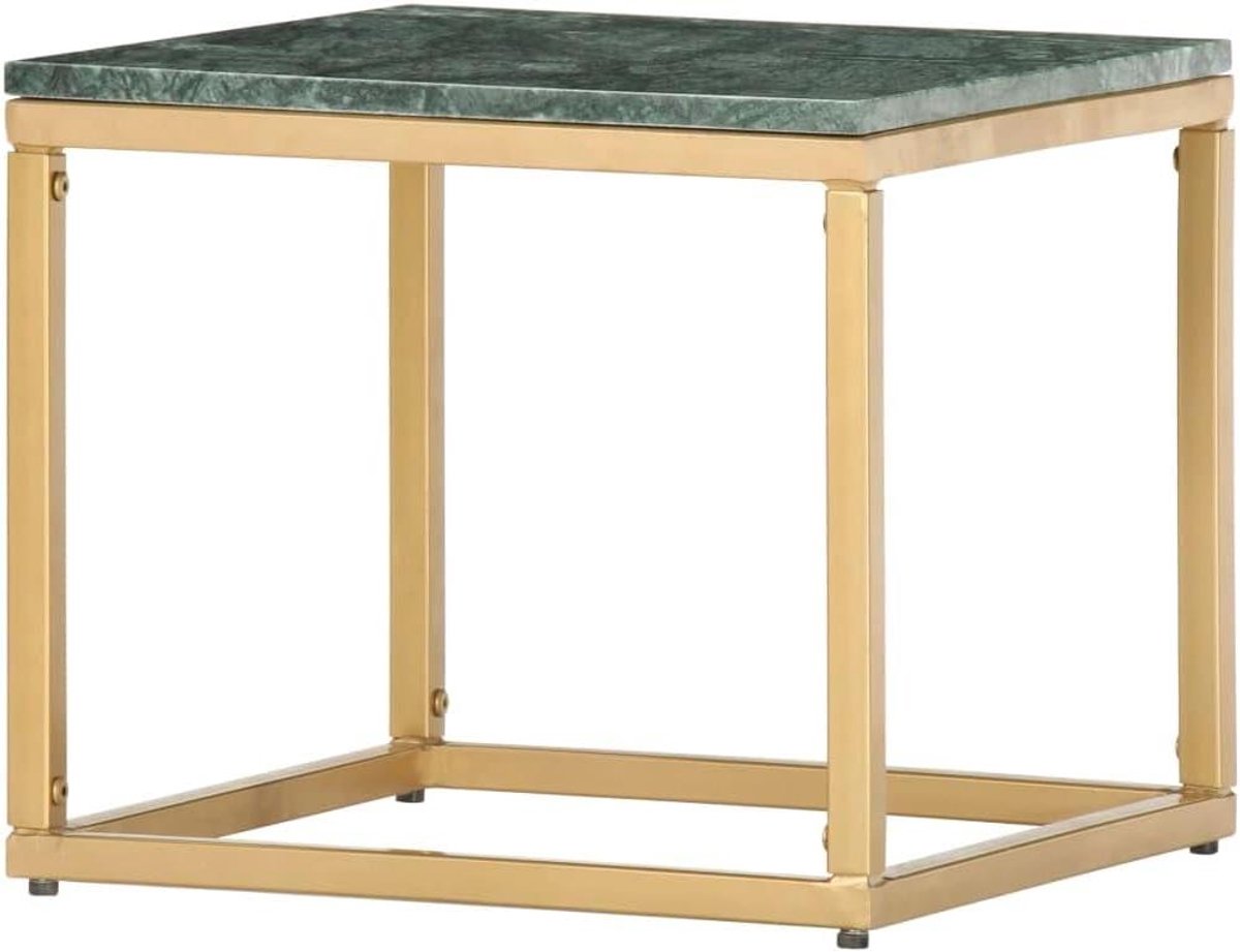 Salontafel - Bijzettafel Woonkamer - Decoratie Plaatsen - Echte Steen Marmerlook - 40 x 40 x 35 cm - Groen