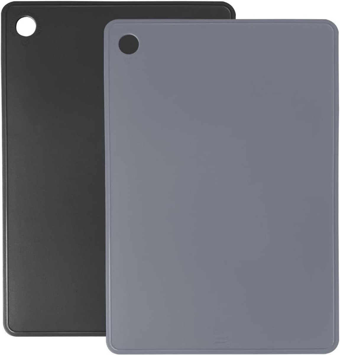 Snijplankenset met houder - Grijs en zwart - Flexibel TPU - BPA-vrije snijplanken met mes- en sapgroef - Voor dagelijks gebruik in de keuken