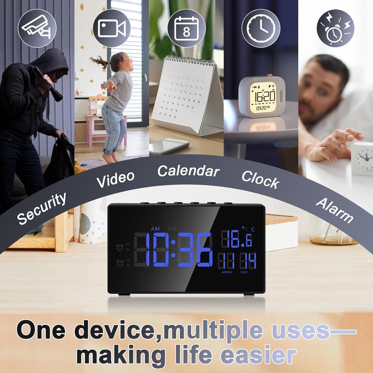 Spycamera - Zwart - Mini Formaat - HD 1080P WiFi Spionagehorloge met Nachtzicht - Voor Thuis en Kantoor
