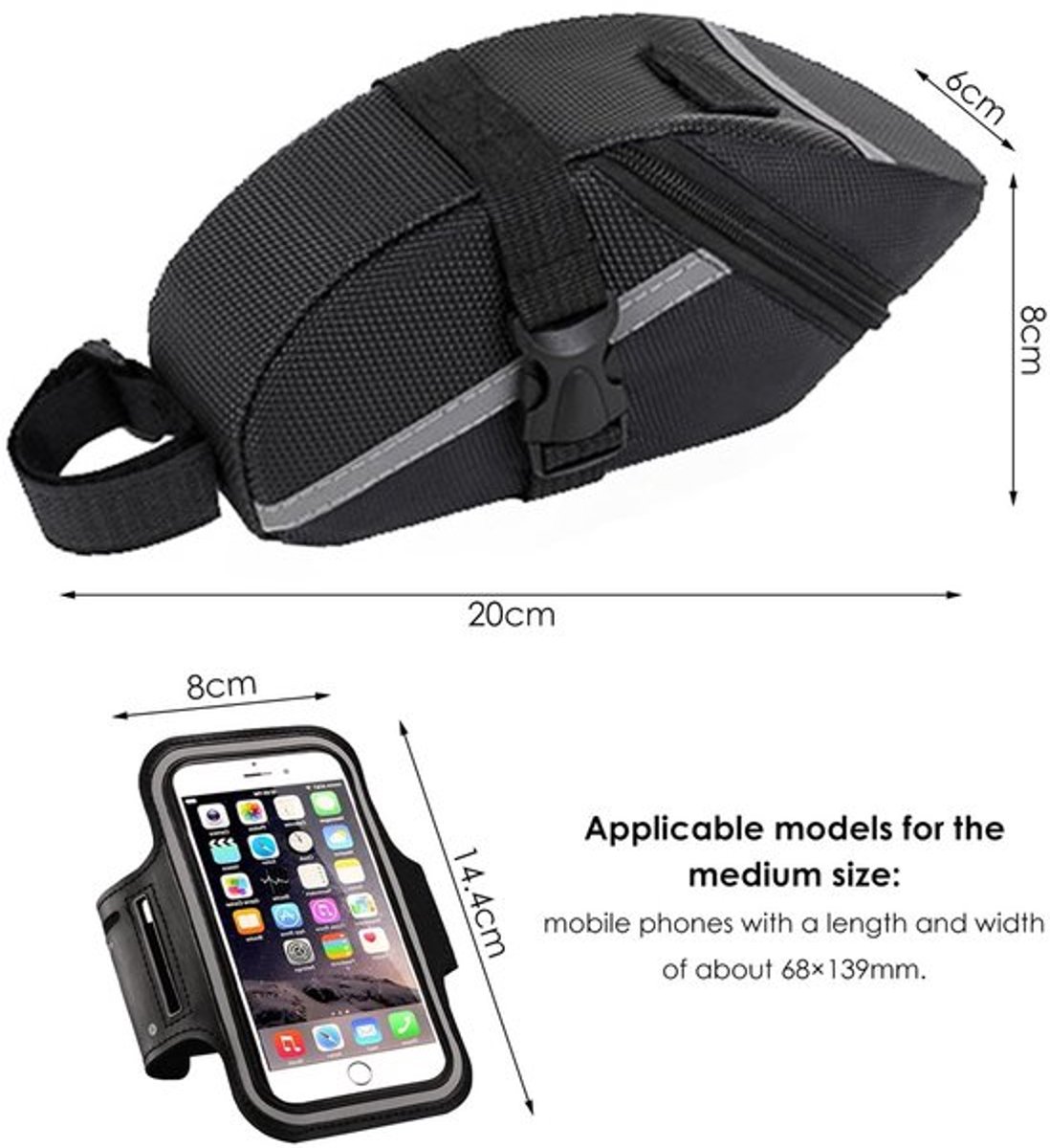 Fietstas - Polyester - 20 x 8 x 6 cm - Waterdicht - Sporttas - Telefoonhoes - 1 stuk - Fietsbagage