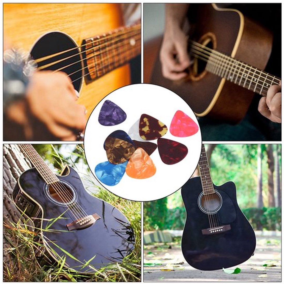 Kleurrijke Plectrumset - Plectrums voor Gitaar - Lichtgewicht en Duurzaam - 100 Stuks - Muziekinstrument Benodigdheden - Geschikt voor Ak...