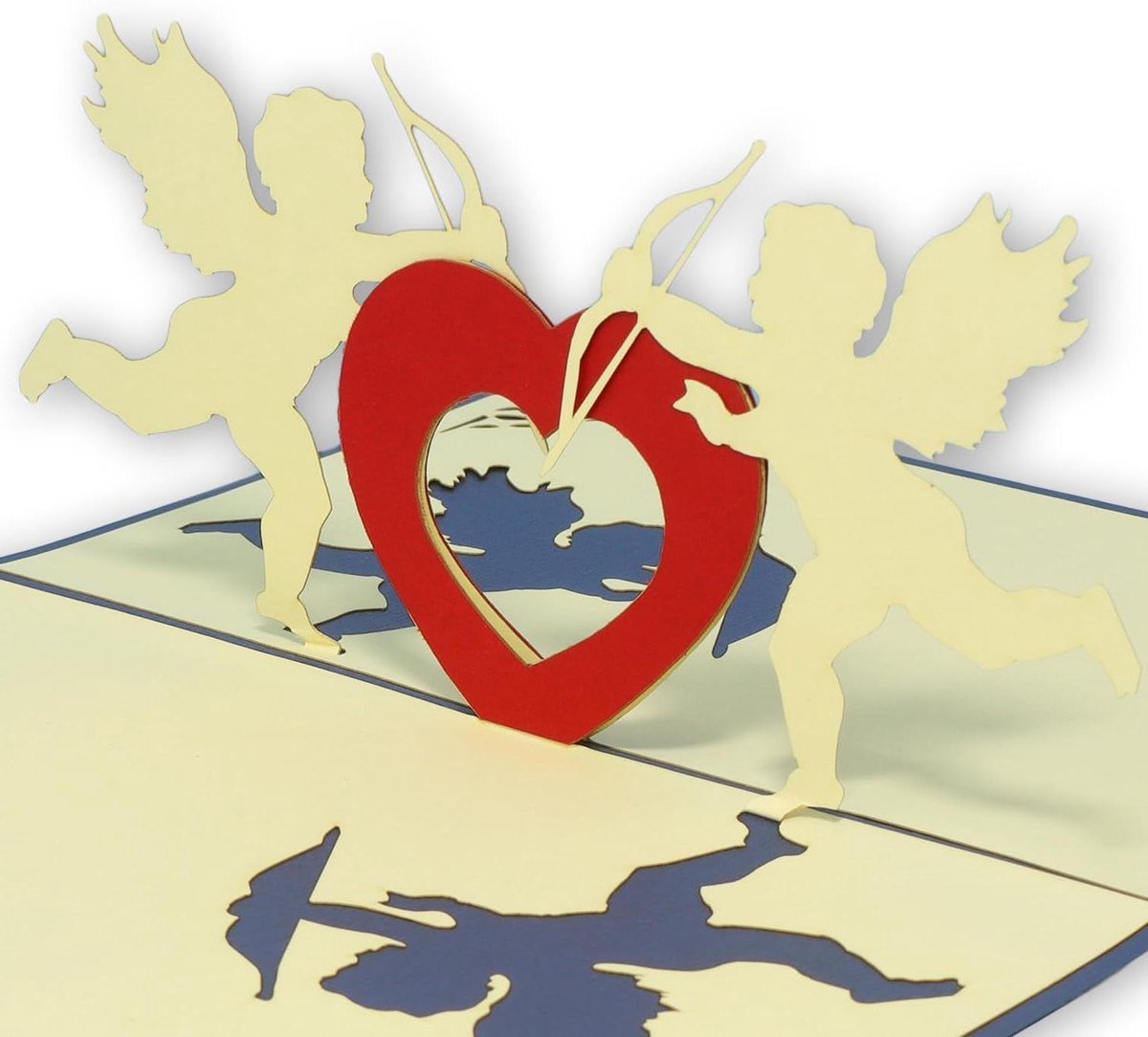 Pop-up Kaart Liefde - 3D Kaart Bruiloft - Liefde Tonen - Handgemaakt Kunstwerk - 11.5 x 17 cm - Blauw-beige