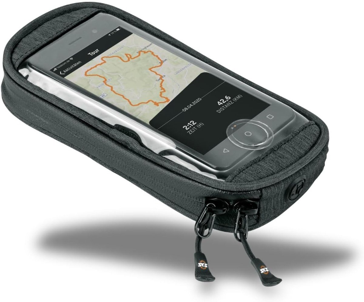 Stuurtas voor fiets - Zwart - 19 x 10,5 x 3 cm - Waterdichte telefoonhoes met opbergruimte - Voor alle smartphones