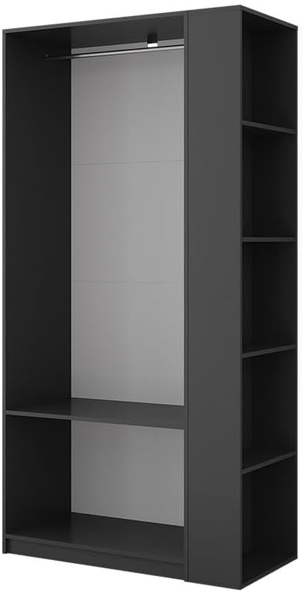 Kledingkast - Garderobekast Linnenkast - Kleding Opbergen - Met Zijplank - 80 x 200 cm - Antraciet