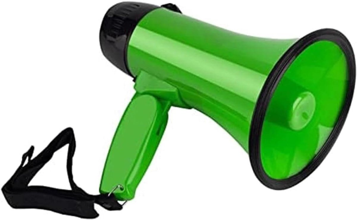 Megaphone Stadion - Luidspreker Bullhorn - Publiek Leiden - Opname en Sirene - 25 Watt - Groen