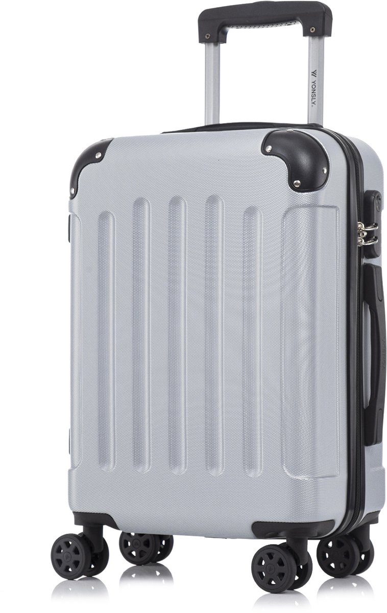YONSLY Handbagage Koffer - 55cm - 40 L - Cijferslot- 360° Draaibare Wielen - Zilver