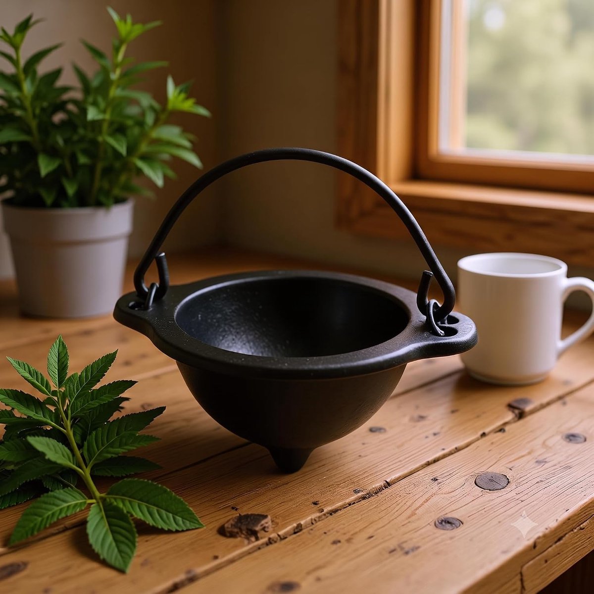 Wierookhouder - Aromatherapie accessoire - Wierookbrander - Wierook Houder met handvat - Incense holder - Voor wierookkegels, salie en kruiden - Housewarming cadeau - Cadeau voor vrouw, (beste) vriendin, haar - Zwart