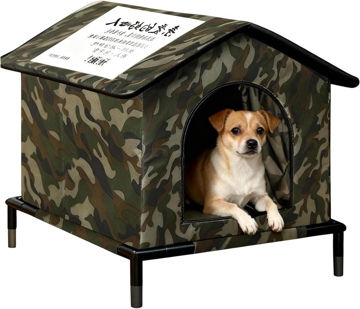 Geïsoleerd Kattenhuis - Kattenonderdak Buiten - Bescherming Huisdier - Stormbestendig Ontwerp - 7D x 32B x 7H cm - camouflage
