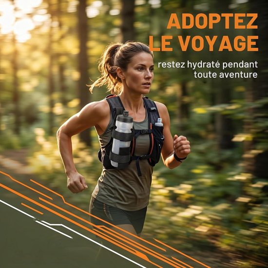 Flessenhouder - flessendrager - waterfleshouder - flessen houder riem - waterfleshouder schouderriem - waterfles houder tas - waterfles houder riem - waterfles houder rugzak - Voor wandelen camping reizen sport - Khaki — afbeelding 3
