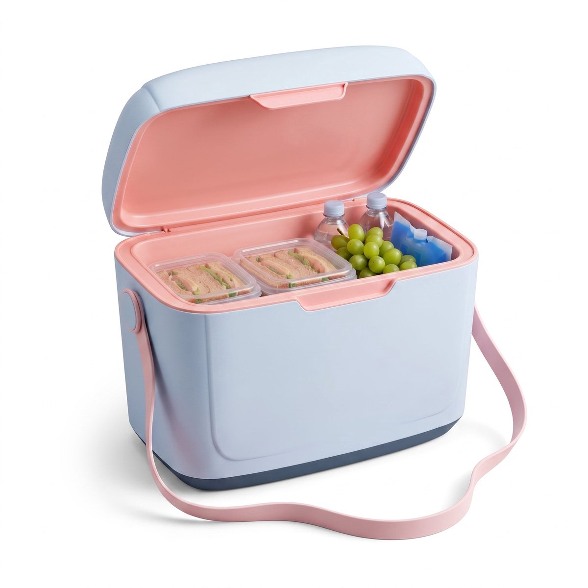 Cheqo® Koelbox - Draagbare Koelbox zonder Stroom - Passieve Koelbox voor Camping en Strand - Picknick Koelbox met Verstelbare Draagriem - Koelbox voor Auto - Isolatie Koelbox - Koeltas voor Festival en Onderweg - Blauwe Koelbox Lichtgewicht