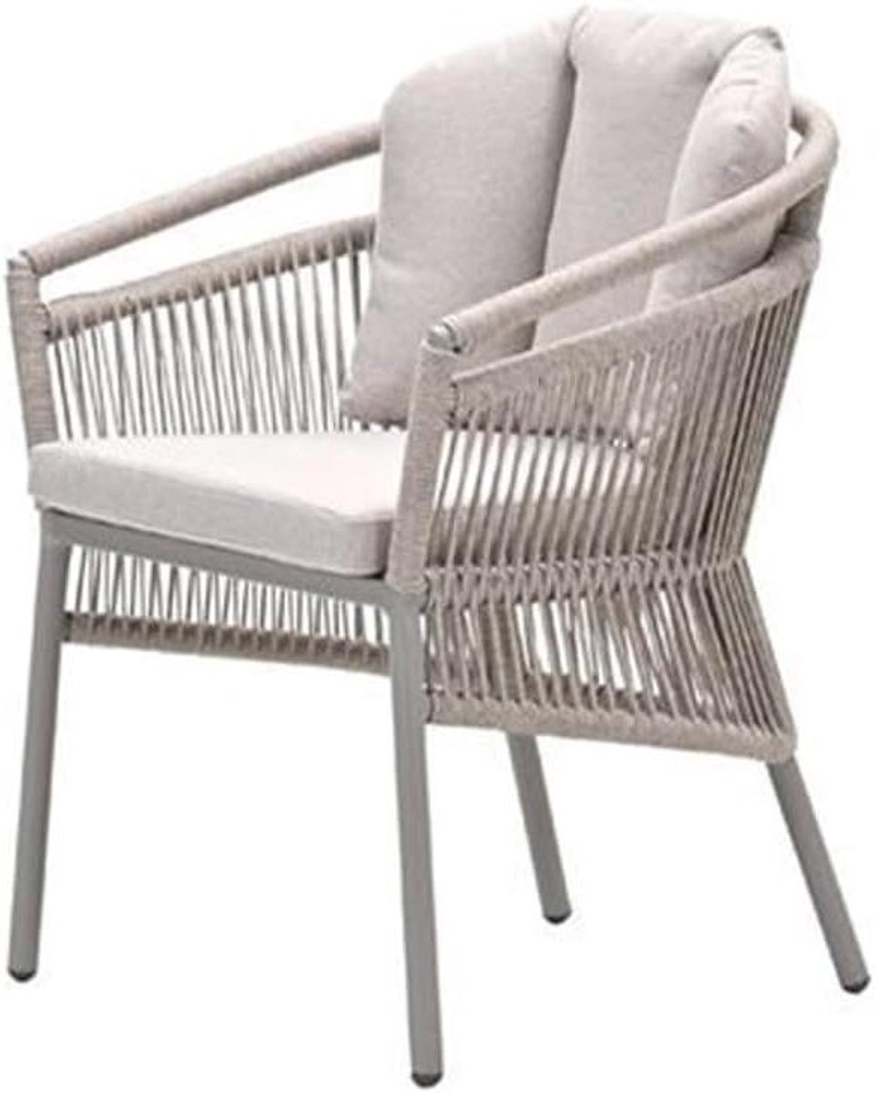 Dining Tuinstoel - Buitenstoel - Buiten dineren - Weerbestendig rope - Groot formaat - Taupe Beige