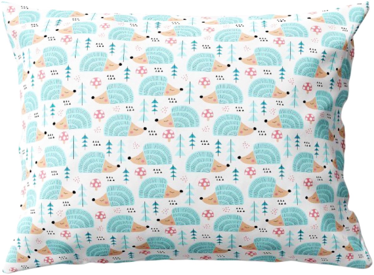 Kussenhoes voor kinderen, 20 x 40 cm, 100% katoen, met rits, Igelmotief