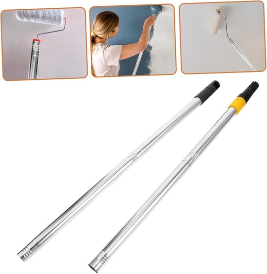 Verlengstang Verfroller - Verfstok Uitschuifbaar - Schilderen op Hoogte - Roestvrij Staal - 115 cm - Zilver — afbeelding 4