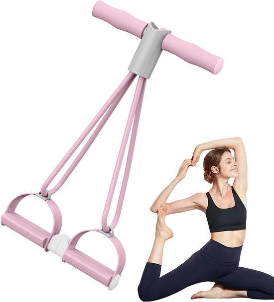 Enkel Trainer - Rekbanden Pedaaltrekker - Fitness Training - Vier Verstevigde Koorden - 26 x 24 x 7 cm - Roze van enkel — afbeelding 4