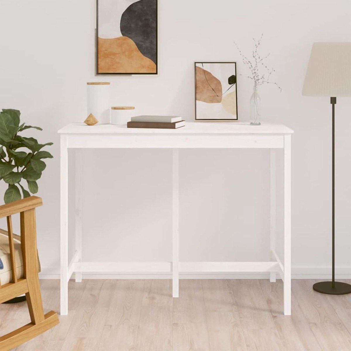 Houten Bartafel - Staande Tafel Hoge Tafel - Gezellig Borrelen - Massief Grenenhout - 140 x 80 x 110 cm