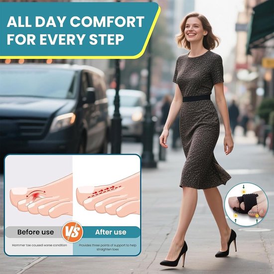 4 Stuks Teenspalken voor Hammertenen, Antislip Teenhulpmiddelen voor Correctie van Gebroken en Overlappende Tenen, Comfort en Ondersteuning voor Mannen en Vrouwen — afbeelding 4
