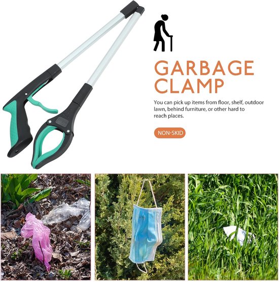Opvouwbare Grijpstok - Afvalgrijper Hulpmiddel - Afval Oprapen - Antislip Klauwontwerp - 83 cm - Groen — afbeelding 5